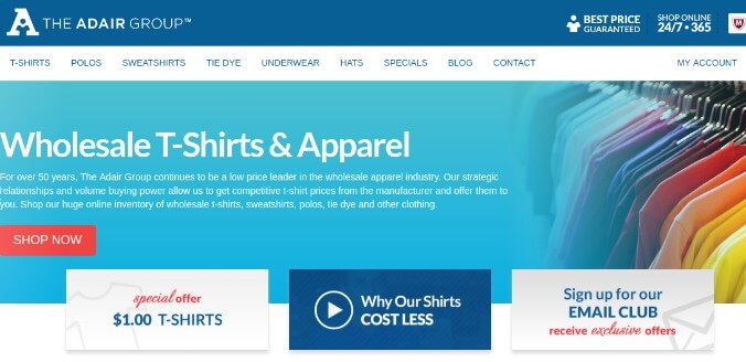 The Adair Group - wholesale supplier t-shirts, polos, sweatshirts, tie dyed apparel, and underwear. 